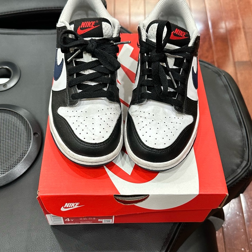 Kids Nike Dunk Low Black/Midnight Navy-White